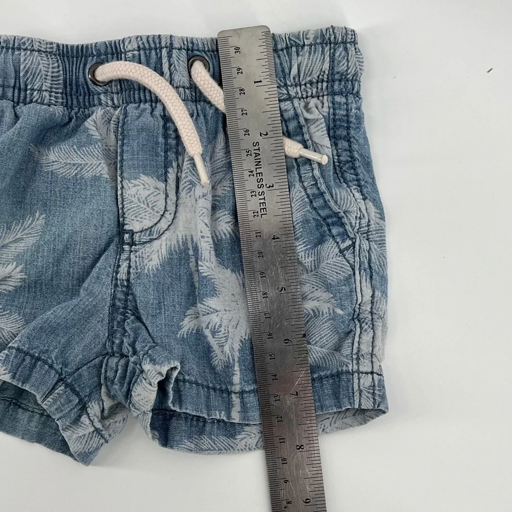 OshKosh Bgosh Baby Blue Palm Tree Print‎ Cotton Shorts 6M Elastic Waist